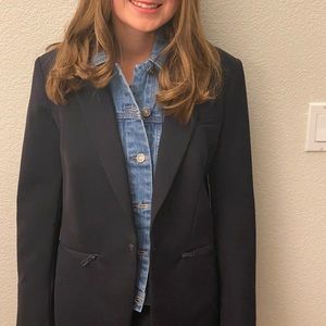 Navy blazer and denim dickie.  Both new.